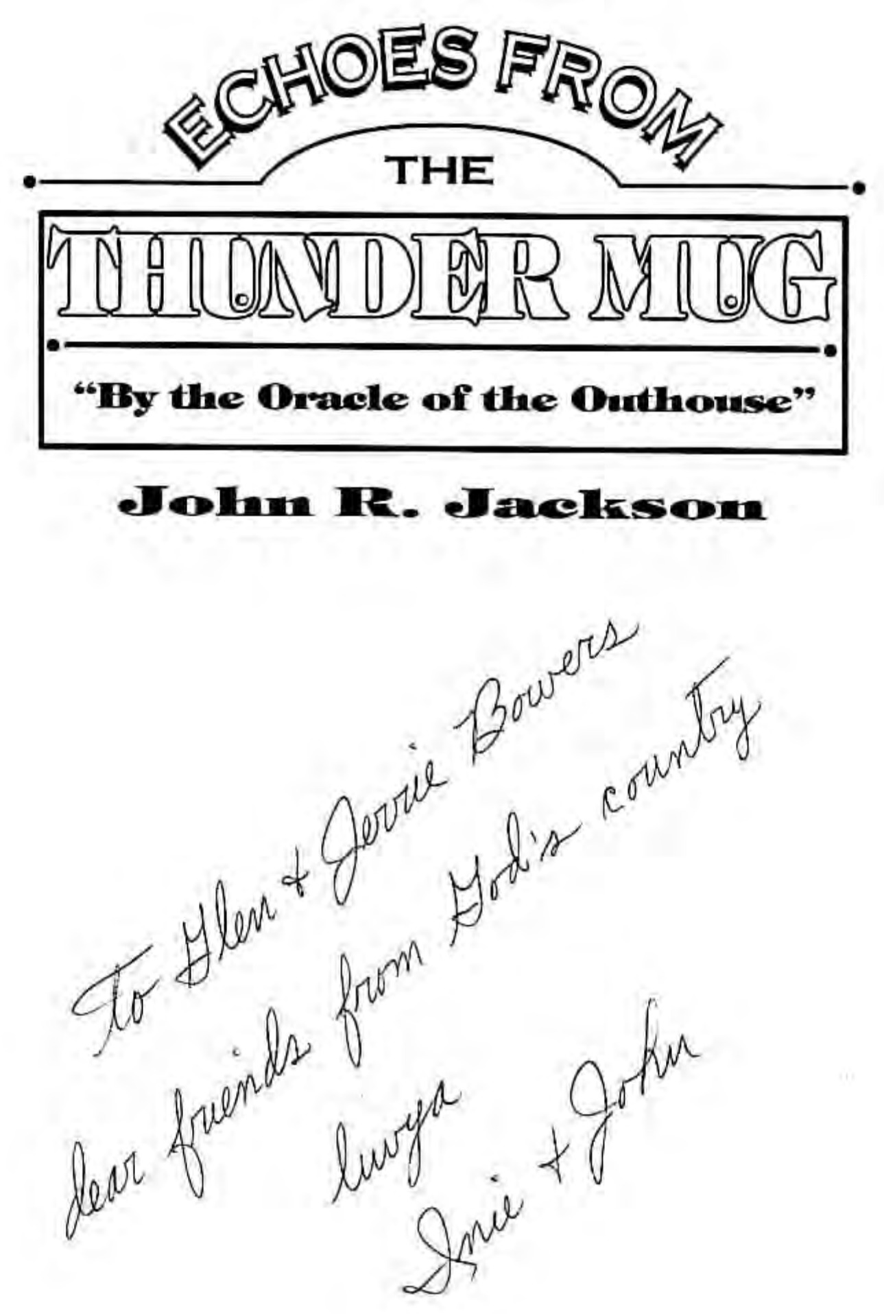 Title page bearing a handwritten inscription in John's hand.